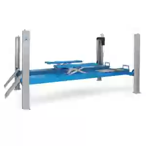4-post lift to check wheel angle with side table